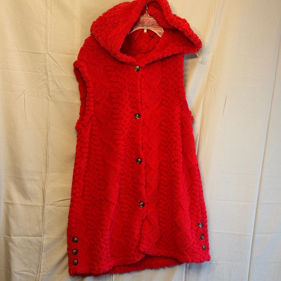 ❤️Cozy Red Button-Up Cardigan Vest - Picture 10 of 12